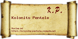Kolonits Pentele névjegykártya